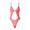 Eden Embroidered Lace and Mesh Teddy with Garters