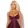 Satin Cut-Out Long Dress with Sweetheart Neckline
