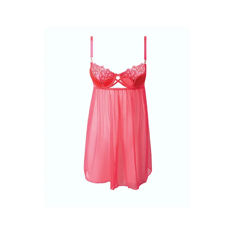 Eden Mesh Chemise Mini Dress with Keyhole Cutout
