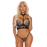 Leopard Open Cup Bra Harness and G-String 3-Piece Set | LunaVixen