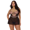 Nova Blacklight Lace Babydoll with G-String Set