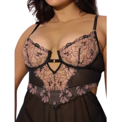 Nova Blacklight Lace Babydoll with G-String Set