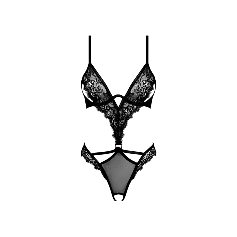 Nadia Lace and Mesh Crotchless Teddy
