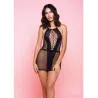 Netted Halter Chemise with Scalloped Lace
