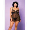 Soft Mesh Babydoll with Keyhole Front and G-String