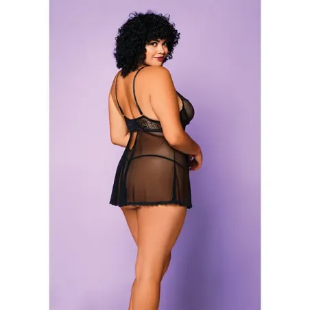 Soft Mesh Babydoll with Keyhole Front and G-String