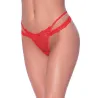 Cross Strap Lace Crotchless Tanga Panty with Bow Detail