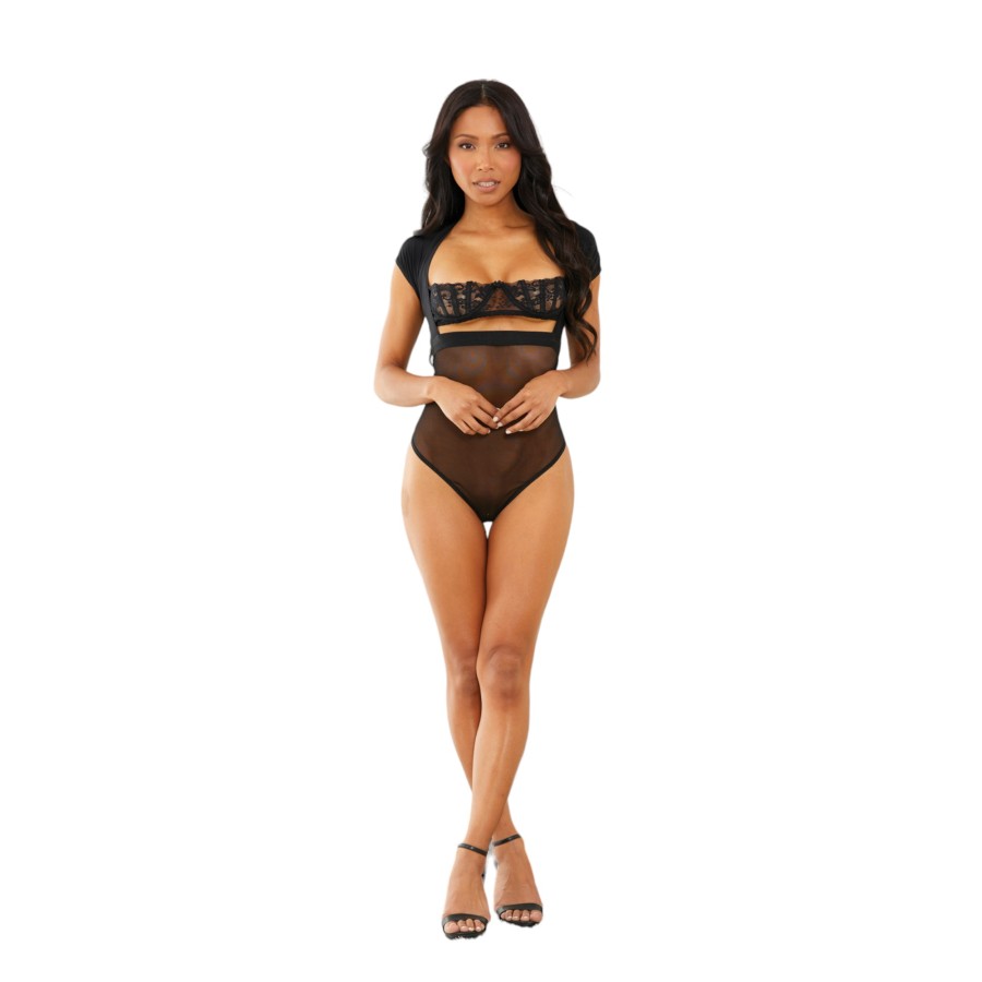 Lingerize Multiwear Teddy (Customize w/Your Favorite Bra) Black L/XL