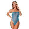 Heart Mesh One Shoulder Thong Teddy with Snap Crotch