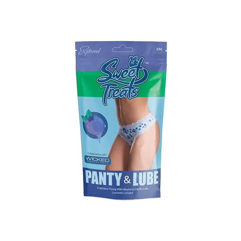 Crotchless Thong with Edible Lube Packettes