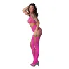 Blacklight Reactive Rhinestone Bralette Set with G-String and Garter Stocking