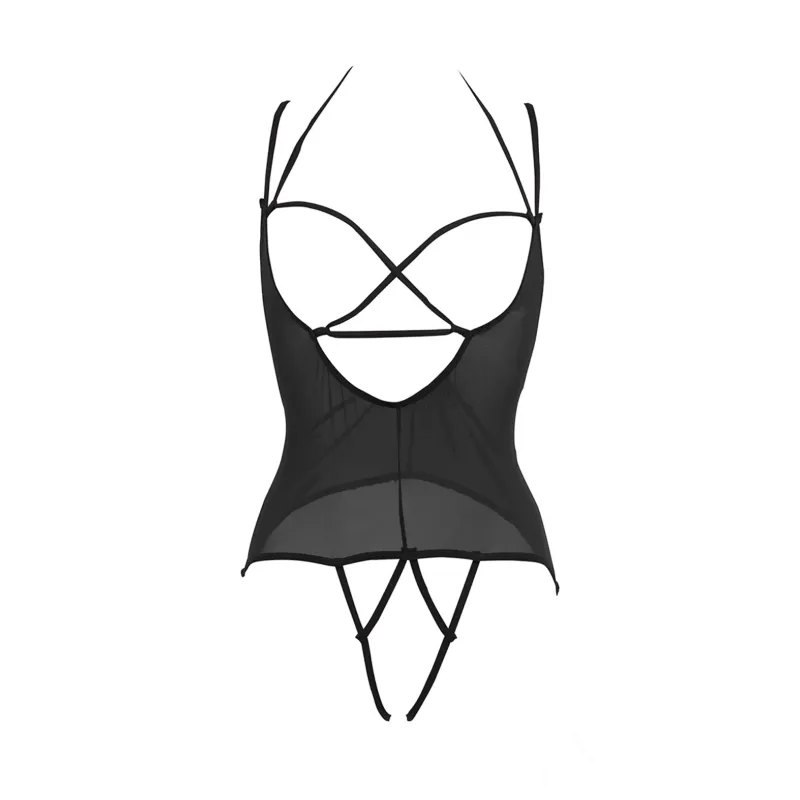 Allure Angelina Sheer Mesh Under Bust Teddy