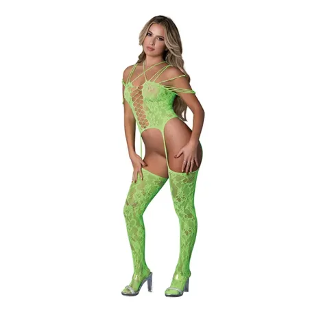 Seamless Strappy Body Stocking with Rhinestone Details