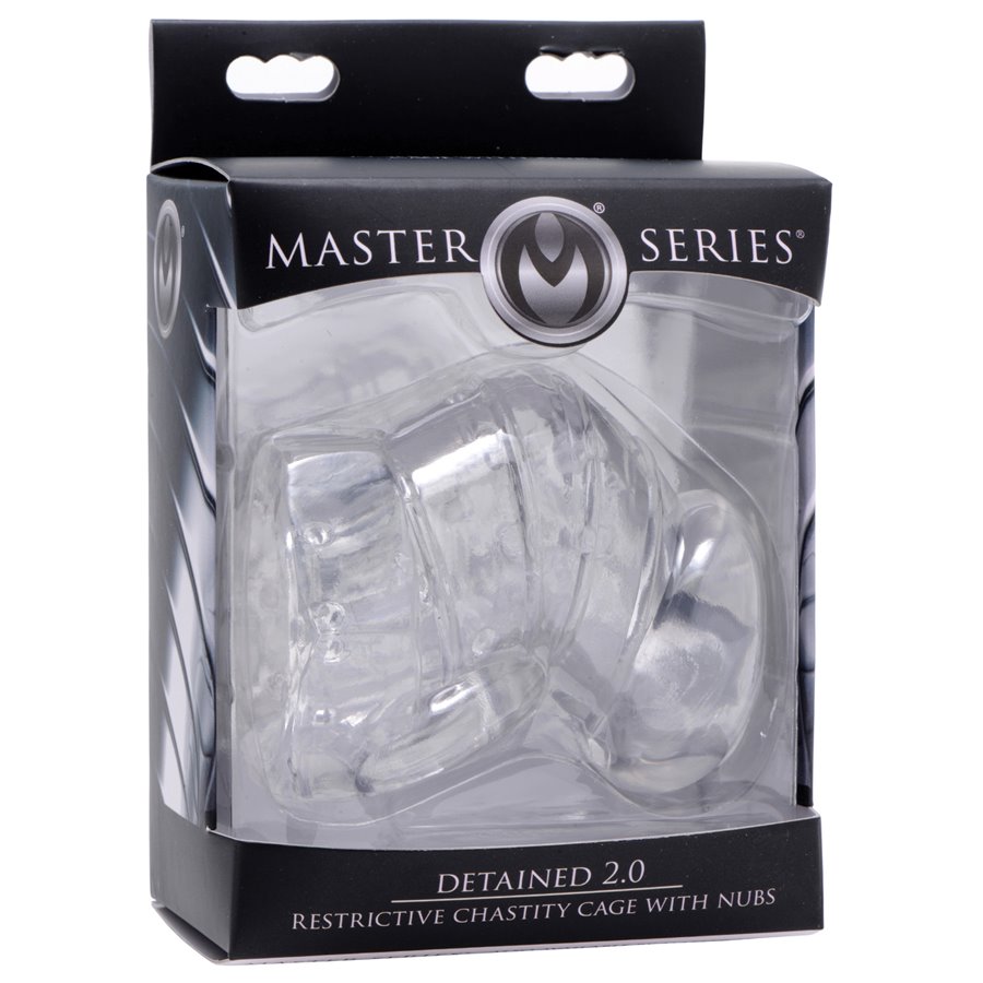 Master Series Detained 2.0 Restrictive Chastity Cage w/Nubs - Clear