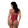 Cherry Halter Teddy with Fishnet and Floral Lace