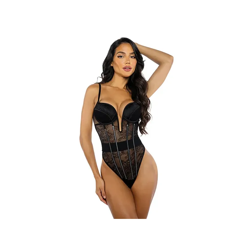 Chantilly Lace and Satin Teddy with Underwire