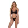Bunny Charm Flocked Mesh Bralette and Thong Set