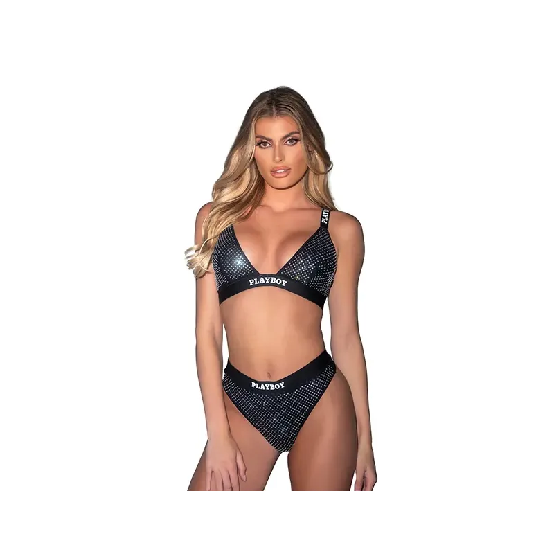 Disco Fever Rhinestone Bralette and Thong Set