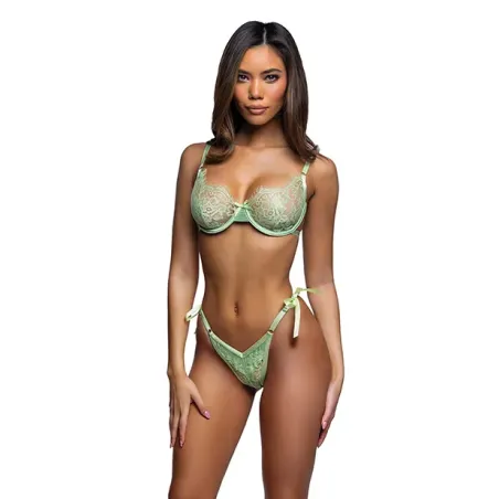 Evergreen Dream Underwire Balconette Bra and Adjustable Thong Set