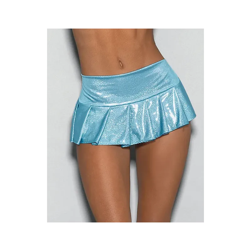 Blue Crystal Light Dancewear Wide Band Pleated Skirt