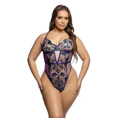 Electric Shimmer Metallic Lace and Satin Teddy