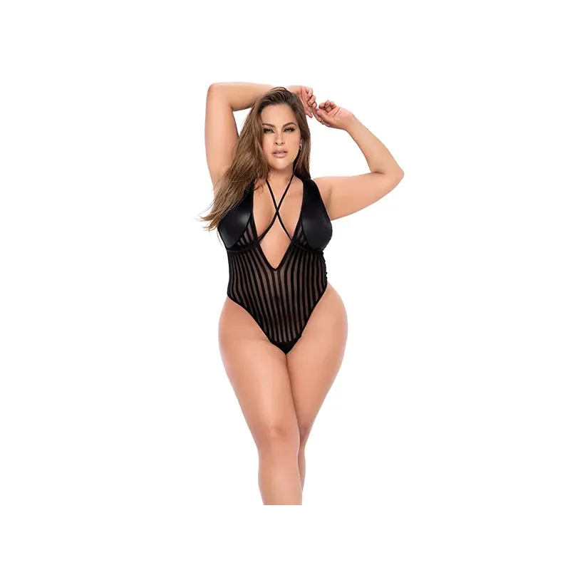 Shadow Stripe Bodysuit with Removable Harness