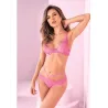 Floral Lace Underwire Bra with Strappy Open Back Panty