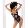 Two-Tone Floral Lace Bodysuit with Cutouts