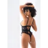 Two-Tone Floral Lace Bodysuit with Cutouts
