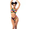 Pride Rainbow One-Shoulder Top, Garter Belt and Panty Set