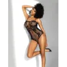 Floral Fishnet Bodysuit in Black