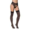 High Waist Sheer Mesh Garter Belt with Lace Panels