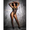 Floral Lace Mesh Underwire Bodysuit with Lace-Up Back