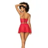 Wet Look Babydoll with Lace-Up Bustier and Removable Skirt