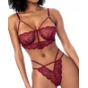 Wavy Lace Underwire Top and Thong Set
