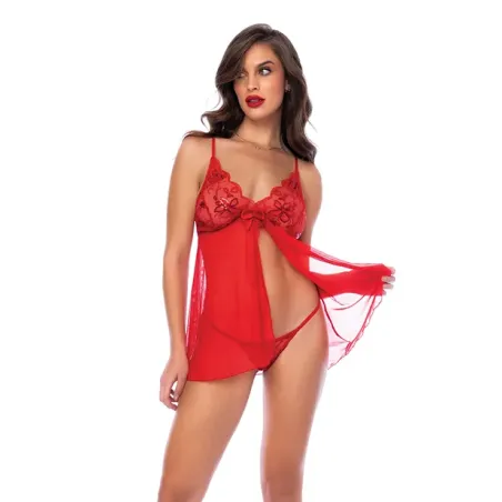 Sequin Floral Babydoll with G-String