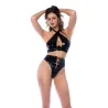 Criss Cross Underwire Halter Top with High Waist Thong Set