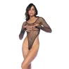 Fishnet Long Sleeve High-Cut Bodysuit