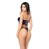 Floral Velvet Underwire Bustier with Lace-Up Back and Adjustable Panty Set