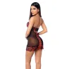 Floral Embroidered Underwire Babydoll with Lace-Up Back and G-String