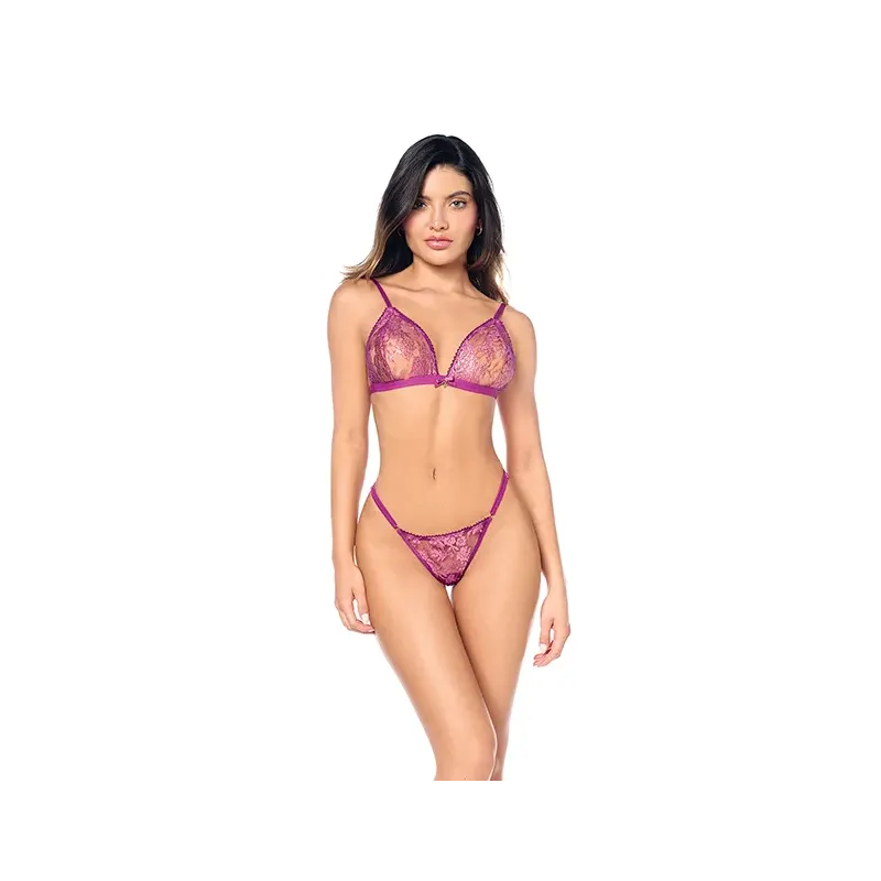 Sheer Lace Triangle Top and Panty Set