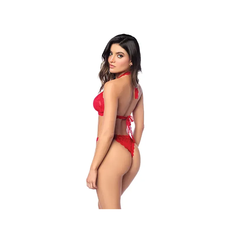 Lace Halter Top and Panty Set