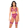 Floral Fishnet Bralette and High-Waist Garter Panty Set