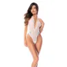 Sheer Lace Teddy with Detachable Cuffs and Leg Garter