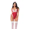 Sheer Halter Nurse Teddy with Lace Trim and Headpiece