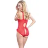 Lace Open Cup Crotchless Teddy with Ruffle Straps