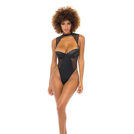 Josephine High Leg Teddy with Fishnet Collared Harness