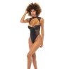 Josephine High Leg Teddy with Fishnet Collared Harness