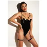 Open Shelf Cup Vinyl and Mesh Teddy with Nipple Covers and Chain Tassels