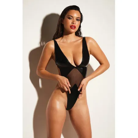 Soft Cup High Leg Vinyl and Mesh Teddy